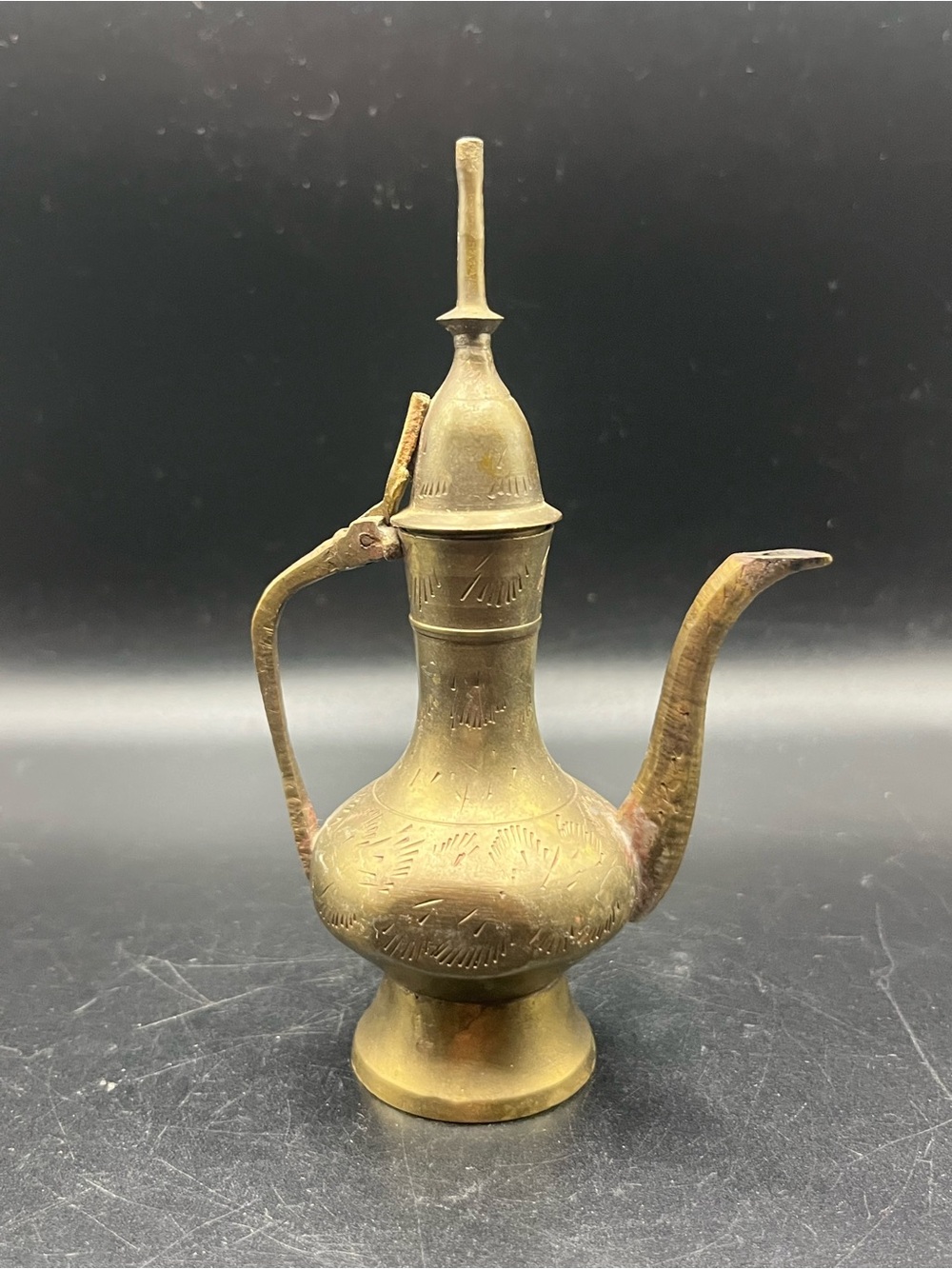 Vintage Etched Brass Oil Lamp Genie Lamp